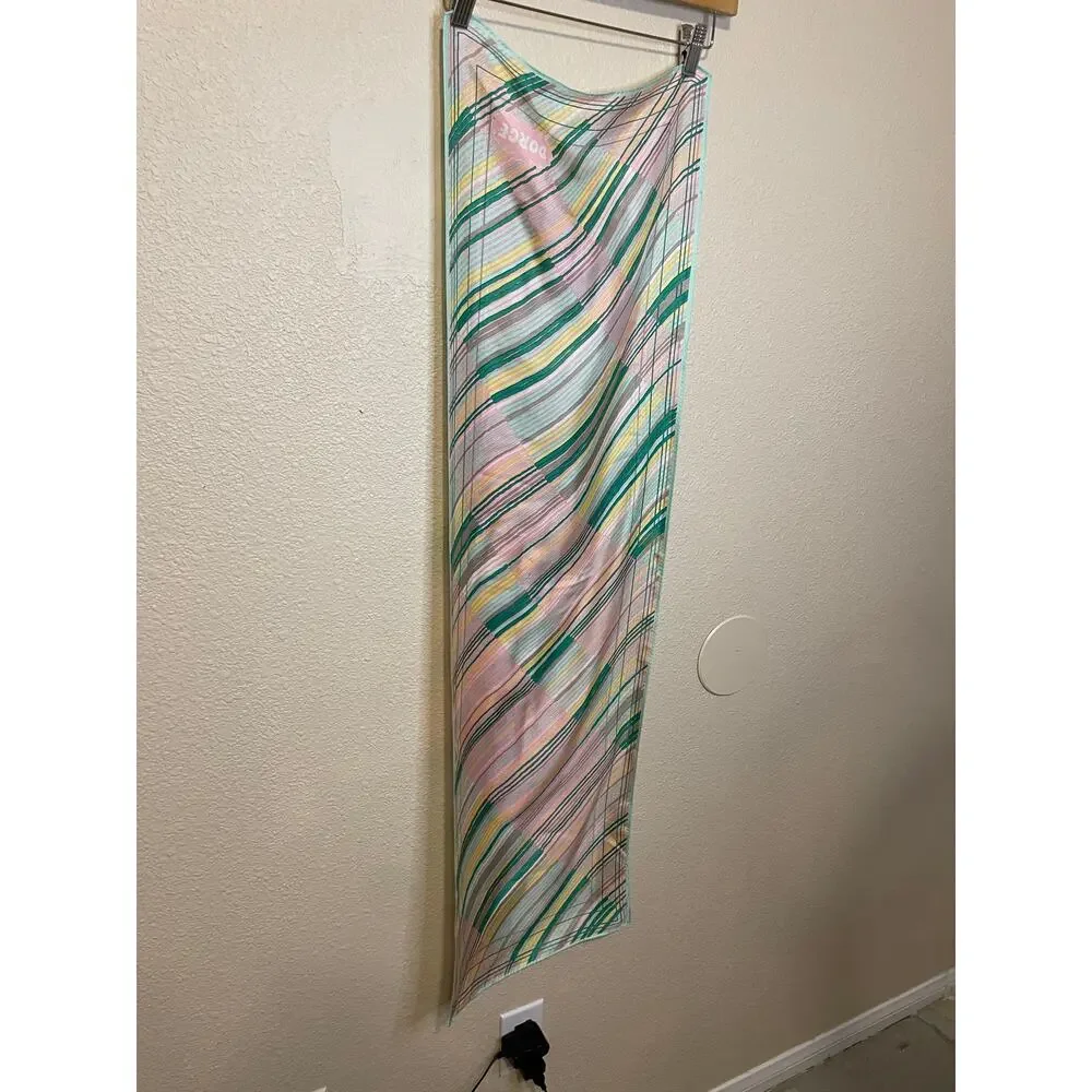 VTG Dorce Pastel Striped Mid Century Modern Style Neck Scarf 43 in by 13.5 in